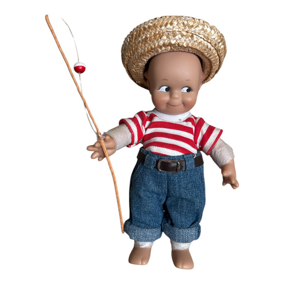Kewpie Gone Fishing Charisma Brands Fishing Pole Straw Hat 8" Doll - Picture 1 of 3